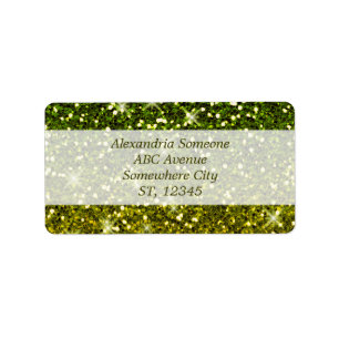 Shimmering Dark Green Gold Glitters Label