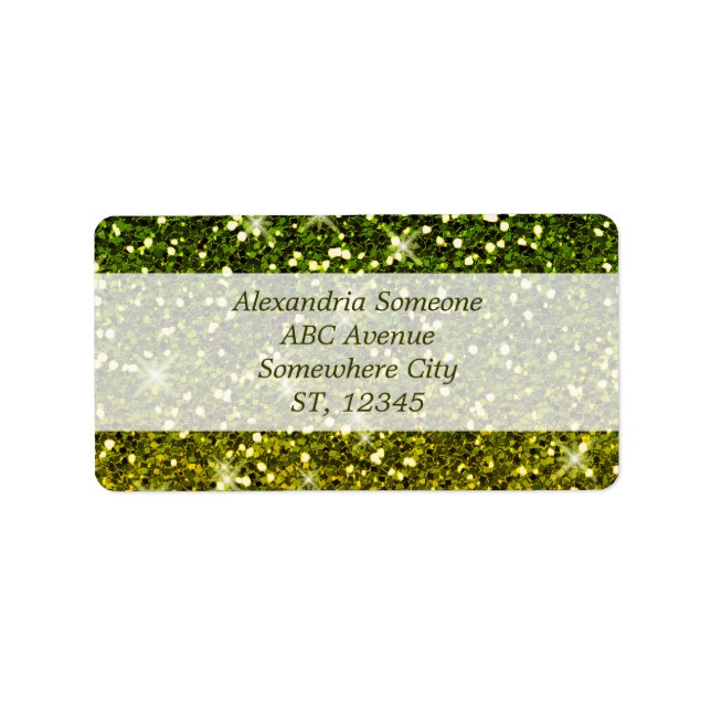 Shimmering Dark Green Gold Glitters Label (Front)