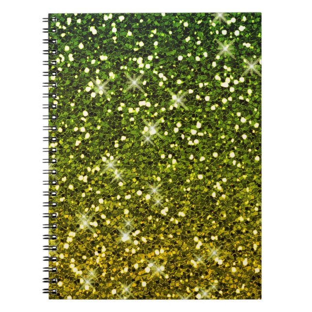 Shimmering Dark Green Gold Glitters Notebook (Front)