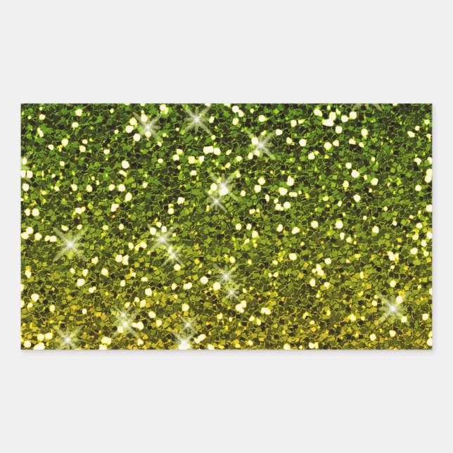Shimmering Dark Green Gold Glitters Rectangular Sticker (Front)