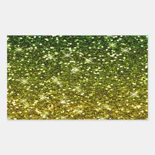 Shimmering Dark Green Gold Glitters Rectangular Sticker