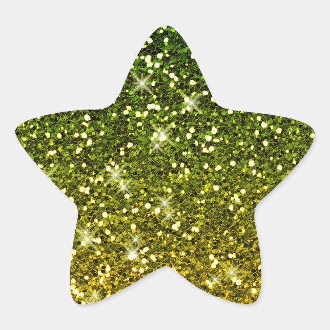 Shimmering Dark Green Gold Glitters Star Sticker (Front)