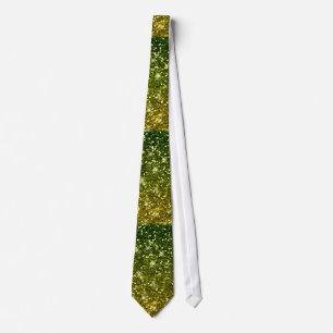 Shimmering Dark Green Gold Glitters Tie
