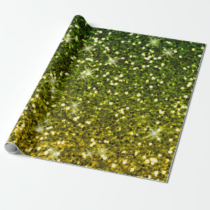 Shimmering Dark Green Gold Glitters Wrapping Paper