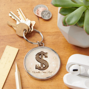 "Shimmering Dollar Sign" Key Ring