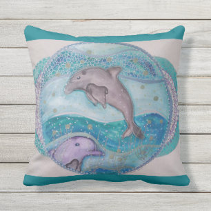 Shimmering dolphins cushion