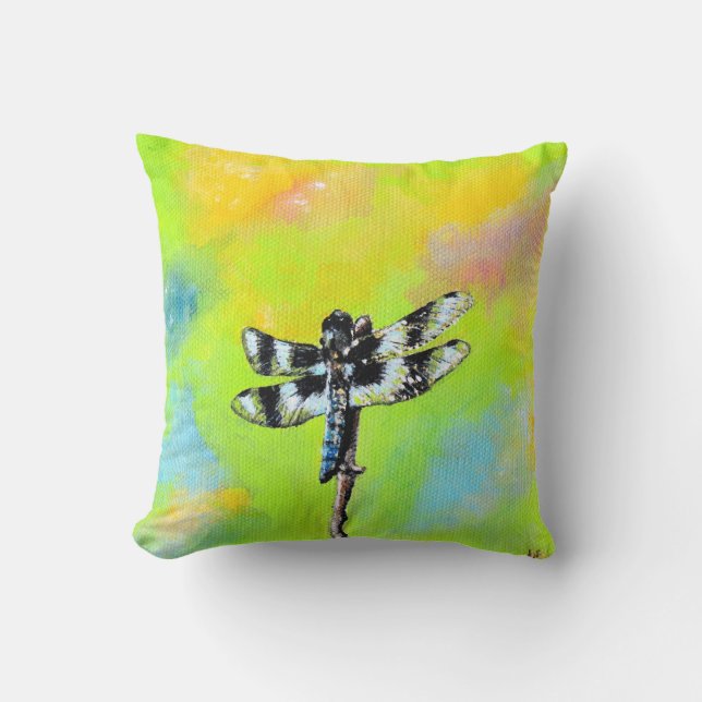 Shimmering Dragonfly Painting Cushion (Front)