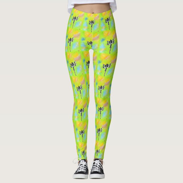 Shimmering Dragonfly Painting Leggings (Front)