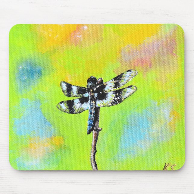 Shimmering Dragonfly Painting Mouse Pad (Front)
