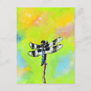 Shimmering Dragonfly Painting Postcard