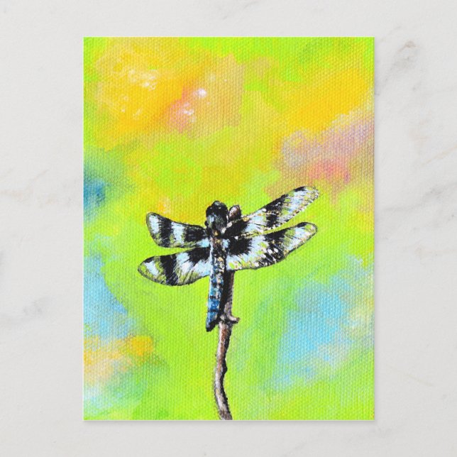 Shimmering Dragonfly Painting Postcard (Front)