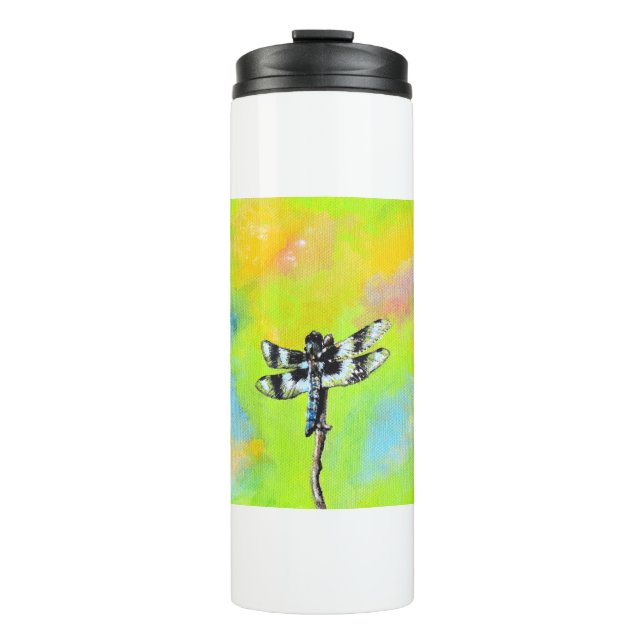 Shimmering Dragonfly Painting Thermal Tumbler (Front)