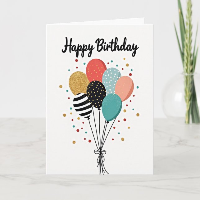 Shimmering Festive Birthday Card (Front)