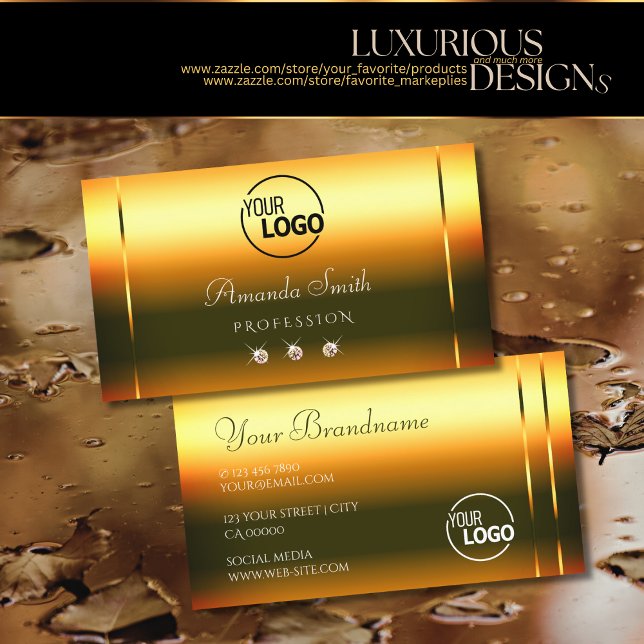 Shimmering Fire Orange Luxury Diamonds add Logo Business Card (Creator Uploaded)