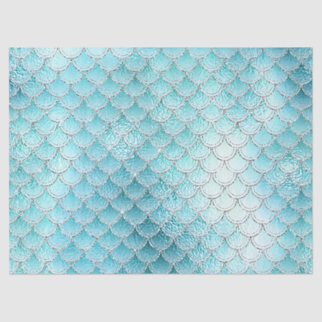 Shimmering Fish Scales on Aqua Deocupage Tissue Paper (Front)