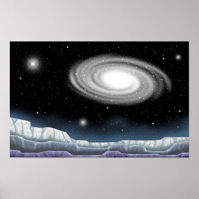 Shimmering galaxy as seen from a planet. poster (Front)