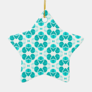 Shimmering Glam Star Ornament, Teal Ceramic Ornament