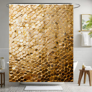 Shimmering Gold and Black Sequin Shower Curtains