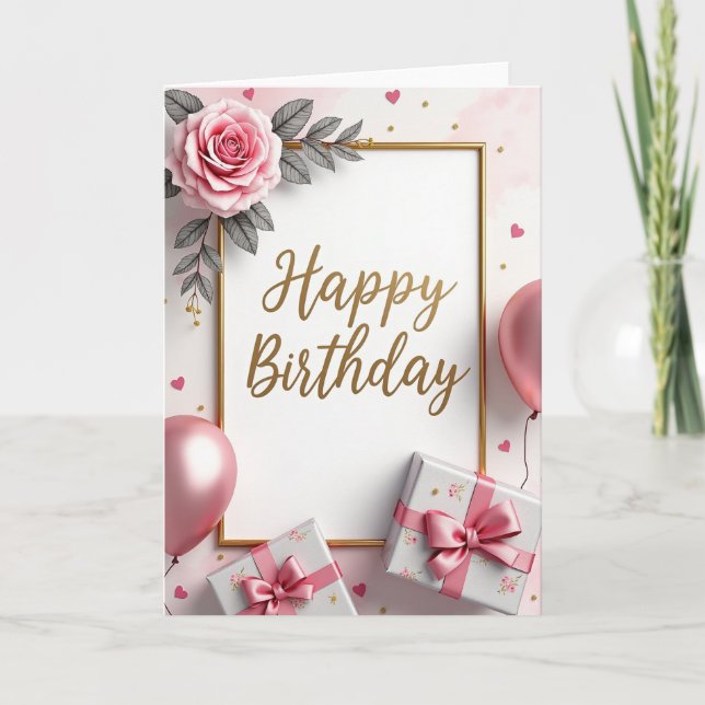 Shimmering Gold Birthday Card (Front)