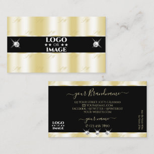 Shimmering Gold Black Sparkling Diamonds Add Logo Business Card
