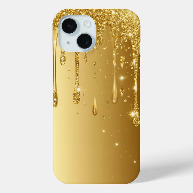 Shimmering Gold Glitter Drip Background Case-Mate iPhone Case (Back)