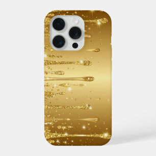 Shimmering Gold Glitter Drip Background iPhone 15 Pro Case