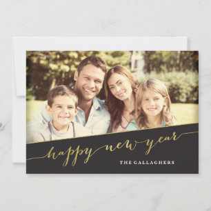 Shimmering Gold Happy New Year Holiday Photo Card