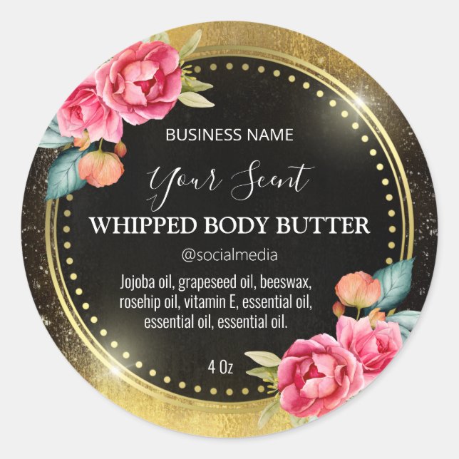 Shimmering Gold Ink Vintage Body Butter Labels (Front)