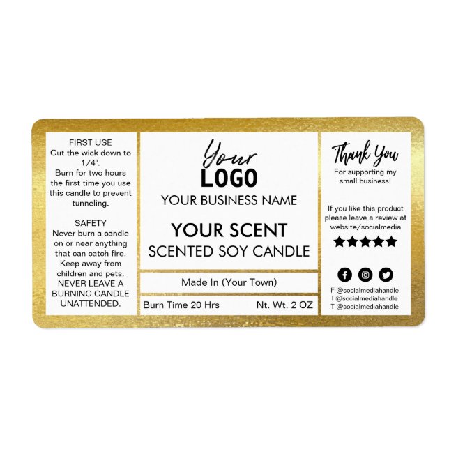 Shimmering Gold Paint Scented Soy Candle (Front)
