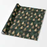 Shimmering Gold & Rich Green Christmas Tree Wrapping Paper<br><div class="desc">Wrap your gifts in style this holiday season with this elegant wrapping paper featuring a pattern of hand-drawn Christmas trees in shimmering gold against a rich green background. The combination of glitter accents and classic holiday colors creates a sophisticated and festive look that is perfect for all your Christmas gifts....</div>