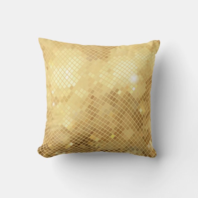 Shimmering Gold Waves: Mosaic Texture Cushion (Front)