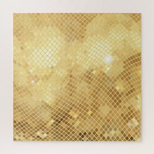 Shimmering Gold Waves: Mosaic Texture Jigsaw Puzzle (Vertical)