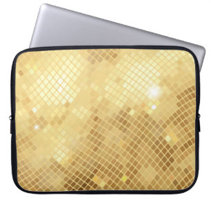 Shimmering Gold Waves: Mosaic Texture Laptop Sleeve