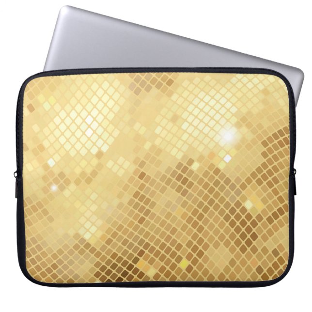 Shimmering Gold Waves: Mosaic Texture Laptop Sleeve (Front)