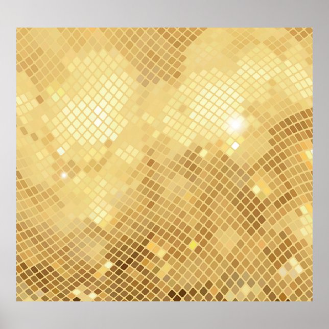 Shimmering Gold Waves: Mosaic Texture Poster (Front)