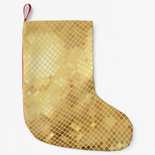 Shimmering Gold Waves: Mosaic Texture Small Christmas Stocking