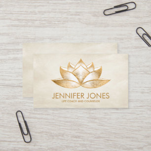 Shimmering Golden Lotus Flower Business Card