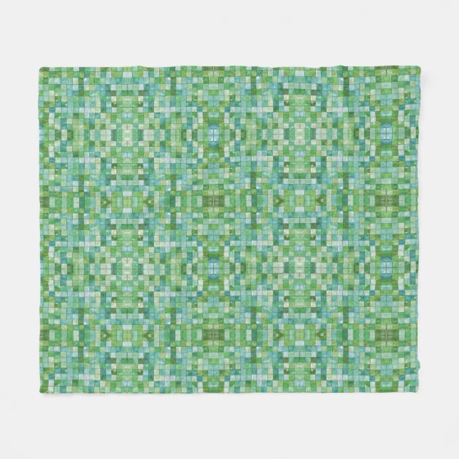 Shimmering Green Chequered Fleece Blanket (Front (Horizontal))
