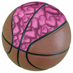 Shimmering hearts pink basketball