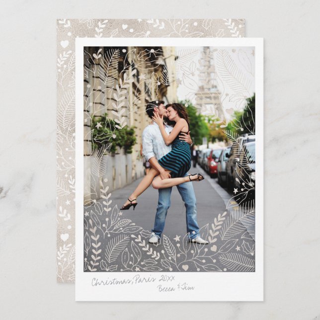 Shimmering Holiday Couples Christmas Card (Front/Back)