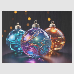 Shimmering Holiday Glass Ornaments Decoupage Craft Tissue Paper
