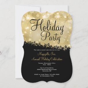 Shimmering Holiday Party Invitation Black