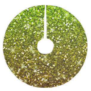Shimmering Light Green Gold Glitters Brushed Polyester Tree Skirt