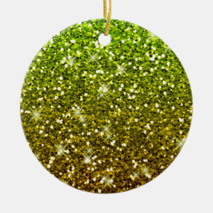 Shimmering Light Green Gold Glitters Ceramic Tree Decoration