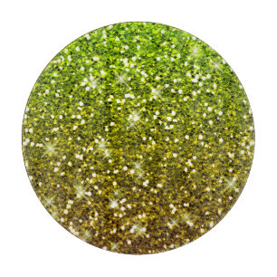 Shimmering Light Green Gold Glitters Cutting Board