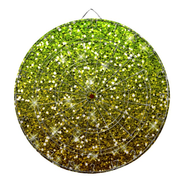 Shimmering Light Green Gold Glitters Dartboard (Front)