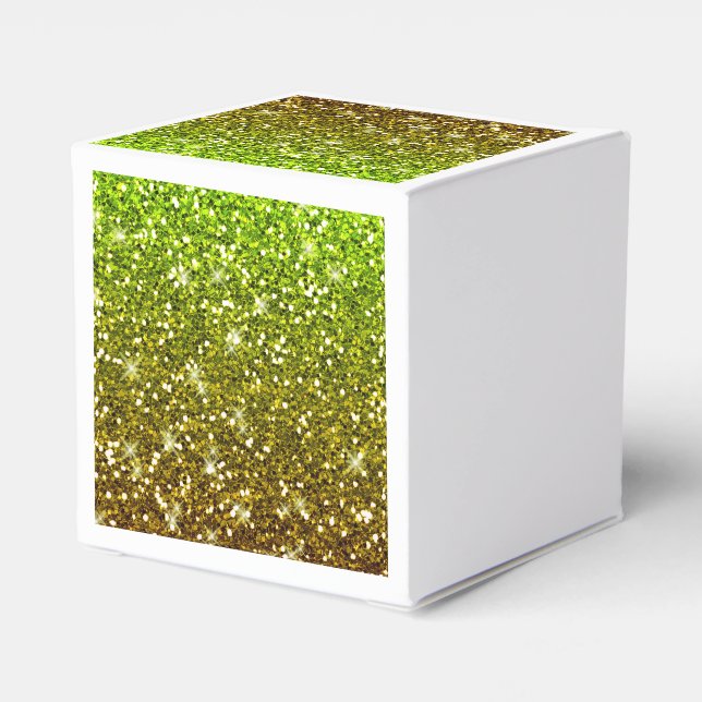 Shimmering Light Green Gold Glitters Favour Box (Back Side)