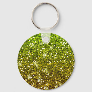 Shimmering Light Green Gold Glitters Key Ring