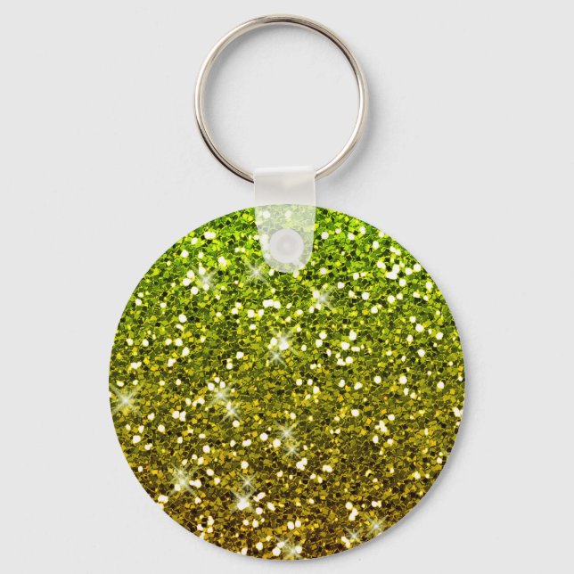 Shimmering Light Green Gold Glitters Key Ring (Front)