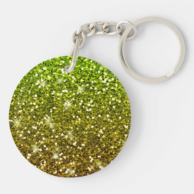 Shimmering Light Green Gold Glitters Key Ring (Back)